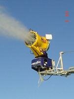 Snow making gun in action